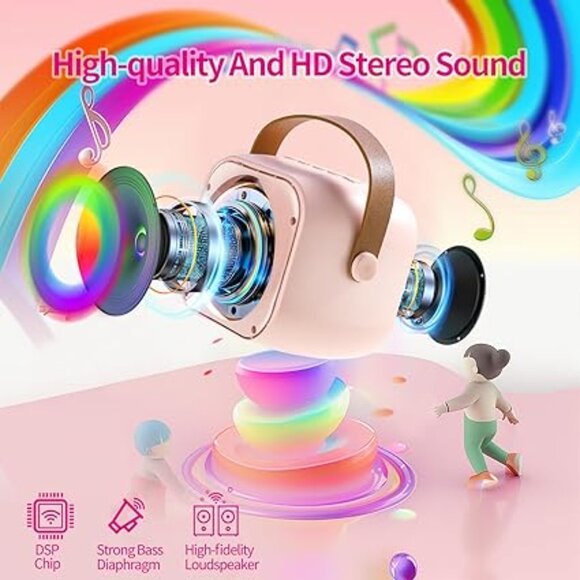 Mini Karaoke Machine with 2 Wireless Microphones - Picture 2 of 4